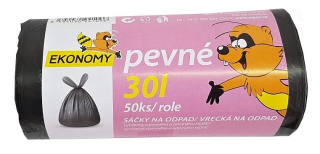 SÁČKY DO KOŠE 50x60cm černé 30L pevnější 8mi 50ks
